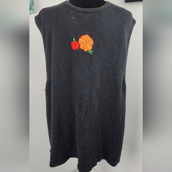 🌽🎃 Bobbie Brooks vintage plus Fall Thanksgiving embroidery beaded sweater vest - Picture 8 of 15